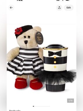 Starbucks x Stacey Bendet 2013 Barista Bear in black and white tutu ceramic mug
